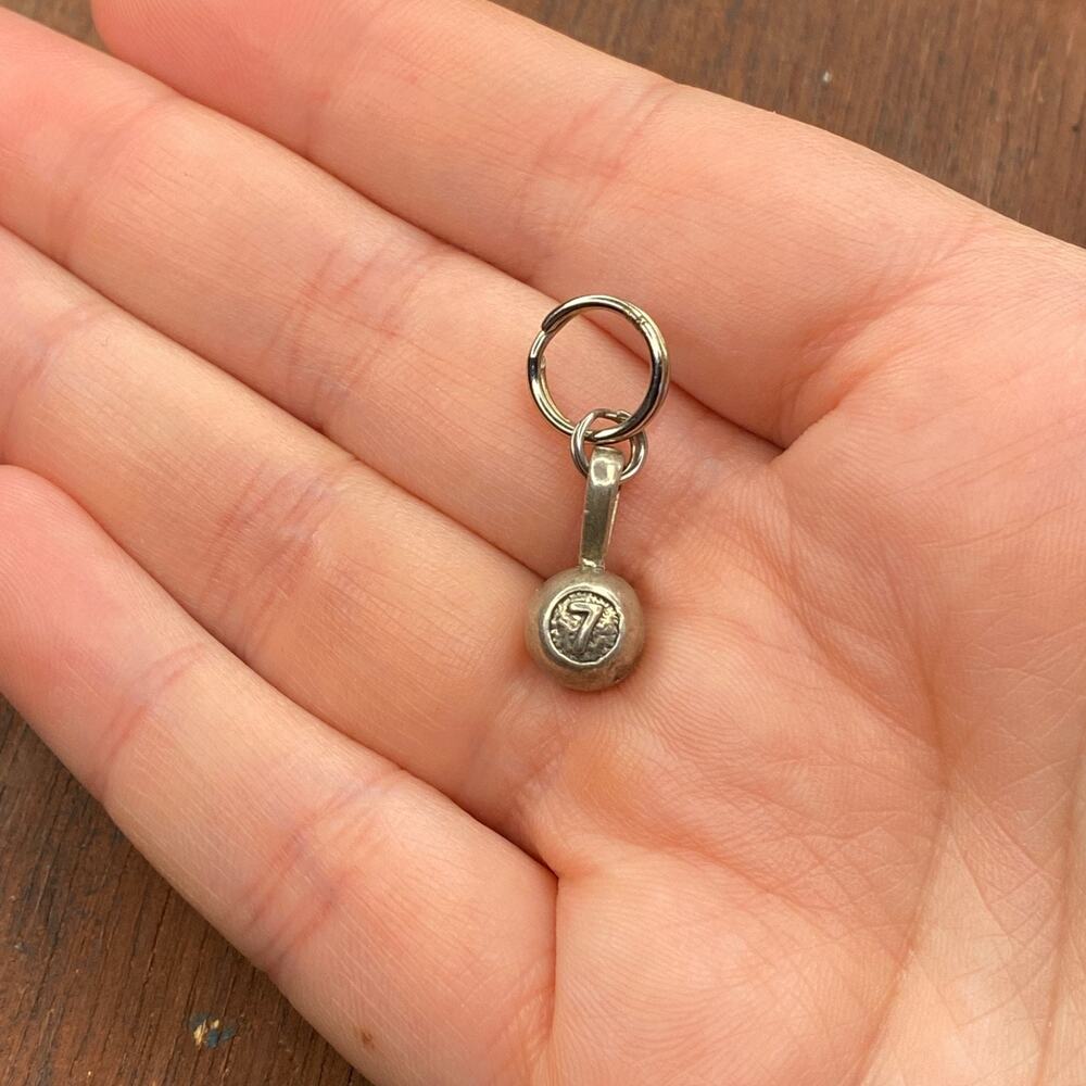 Vintage 925 Sterling Silver Red 7 Billiards Pool Ball Pendant Bracelet Charm
